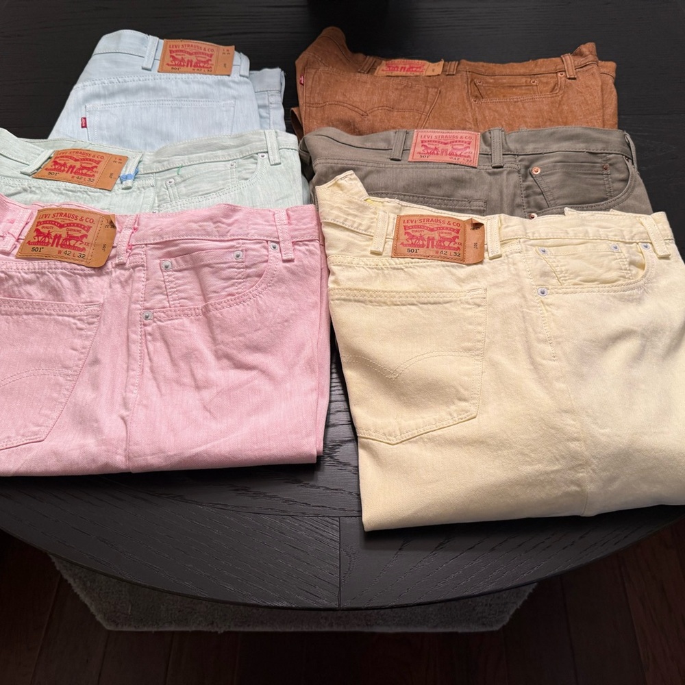 Levi's Men's Jeans in Pink, Light Blue, Brown, Yellow, Blue, and Rust